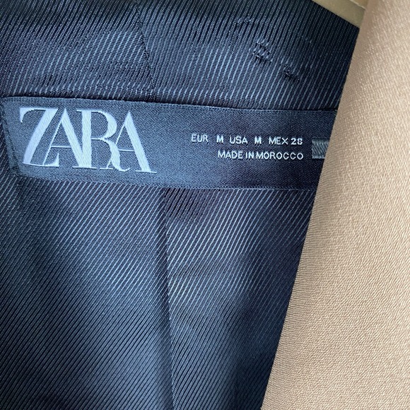 Zara M Double Breasted Blazer Jacket Long Camel Tan Gold Blogger Fave Old Money - Picture 7 of 10